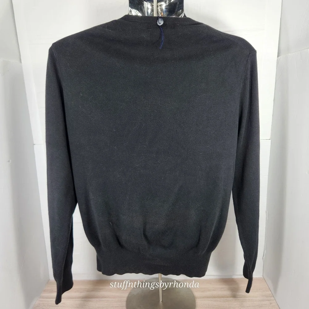 Polo Ralph Lauren Men Long Sleeve V-Neck PullOver Sweater Blk Pima Cotton Large‎
